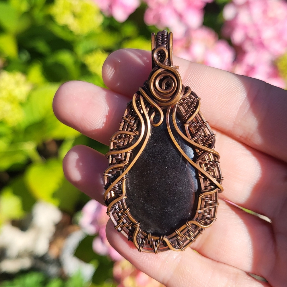Handcrafted Silver Sheen Obsidian Pendant - Picture 5 of 6